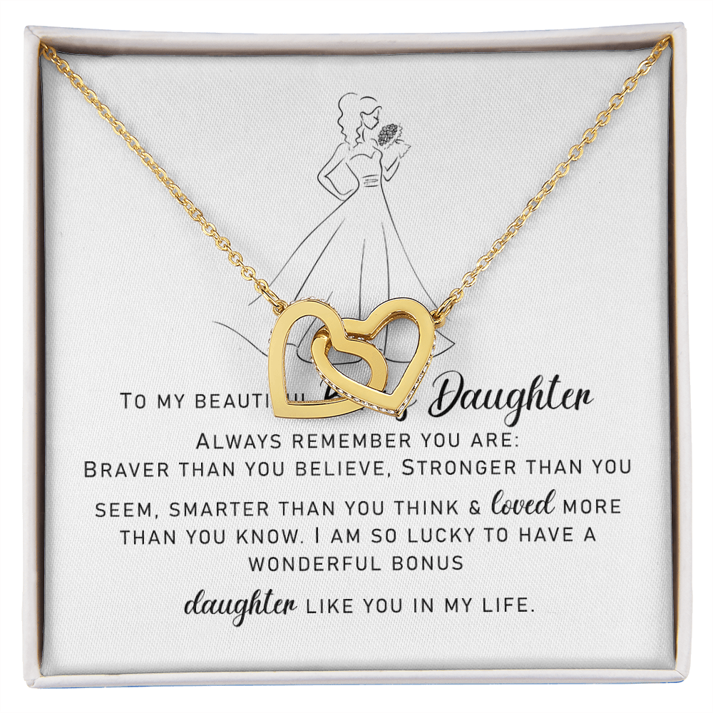 To My Bonus Daughter, Interlocking Hearts Necklace