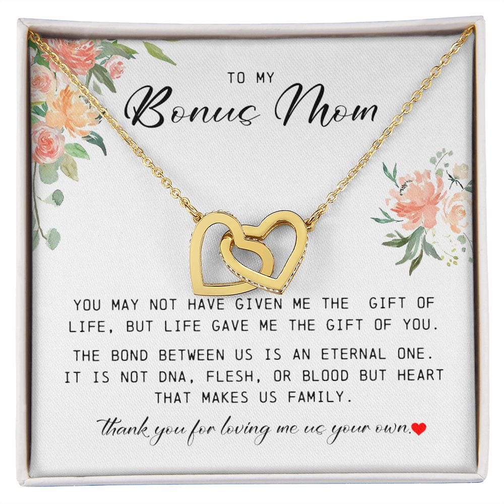 To My Bonus Mom, Interlocking Hearts Necklace