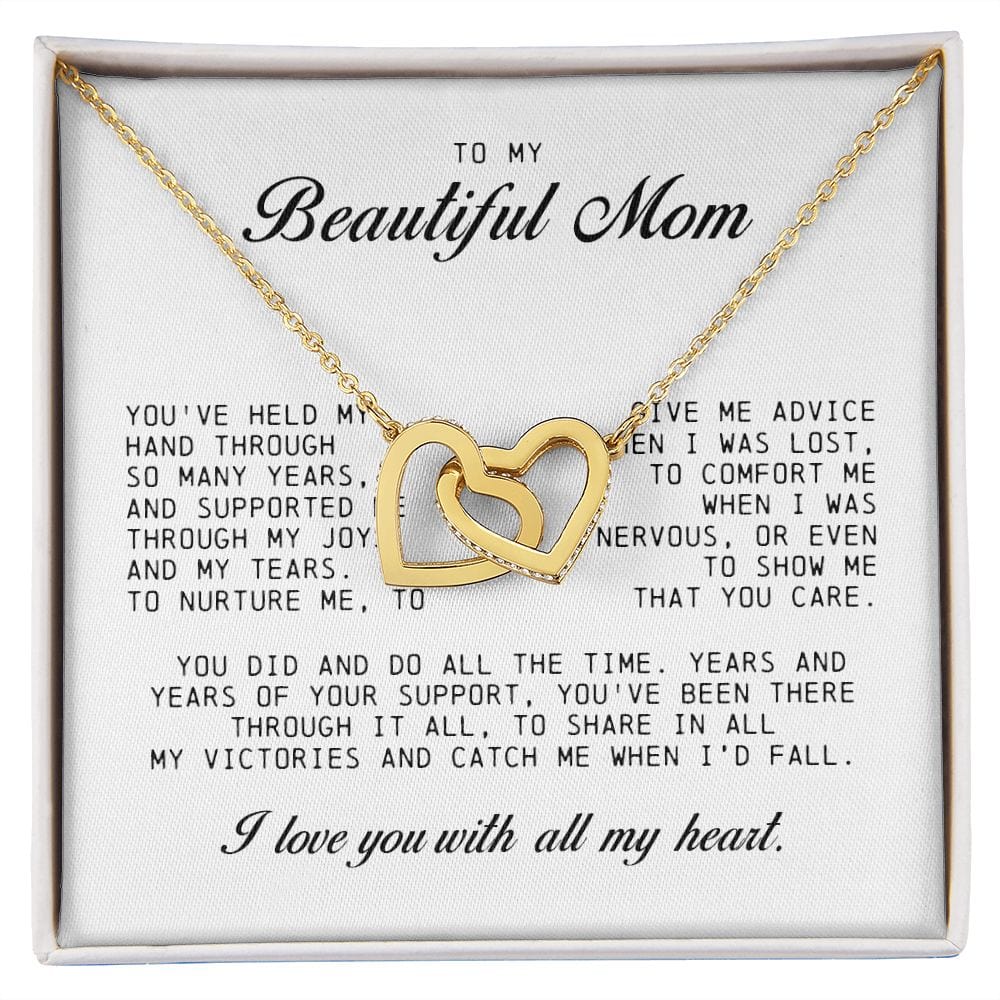 To my Beautiful Mom, Interlocking Hearts Necklace