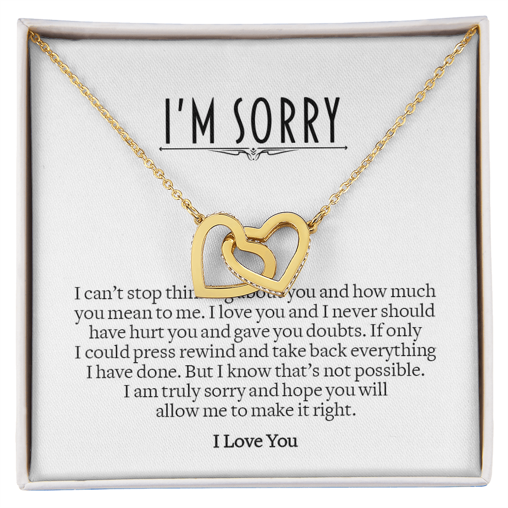 Apology Gift for Her, Interlocking Hearts Necklace