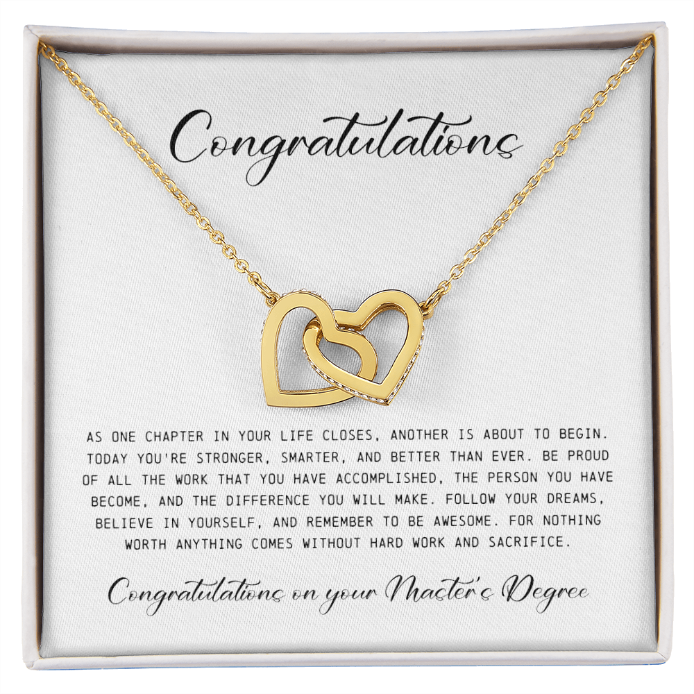Master's Degree Gift for Her, Interlocking Hearts Necklace