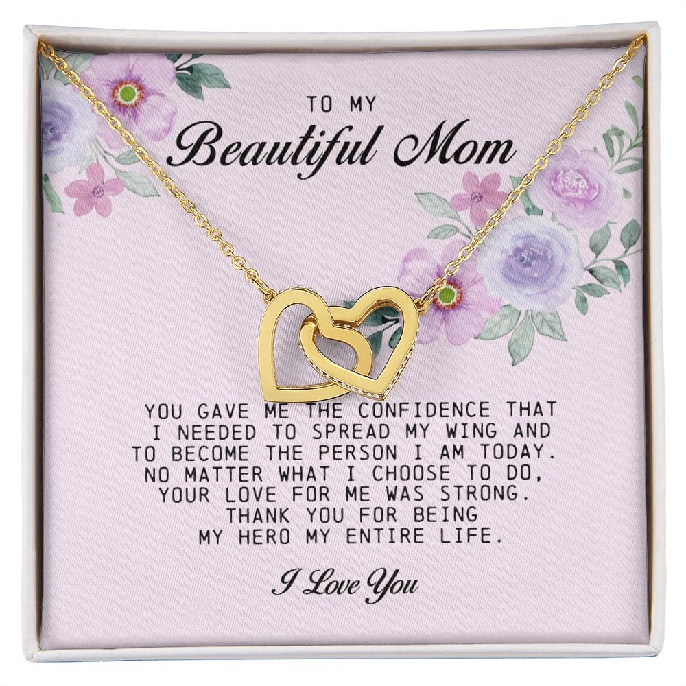 To my Beautiful Mom, Interlocking Hearts Necklace