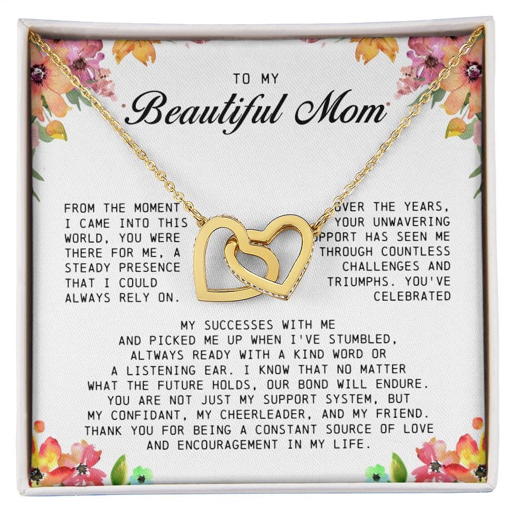 To my Beautiful Mom, Interlocking Hearts Necklace