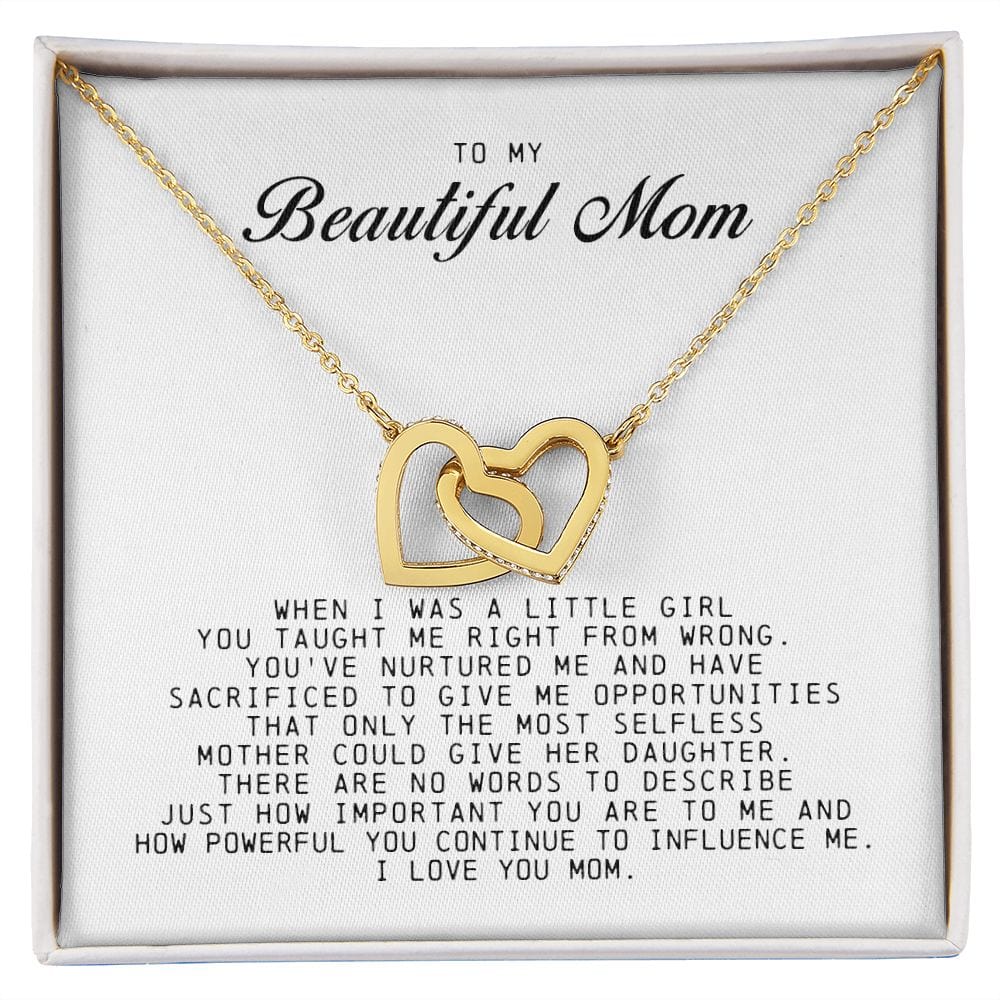 To my Beautiful Mom, Interlocking Hearts Necklace