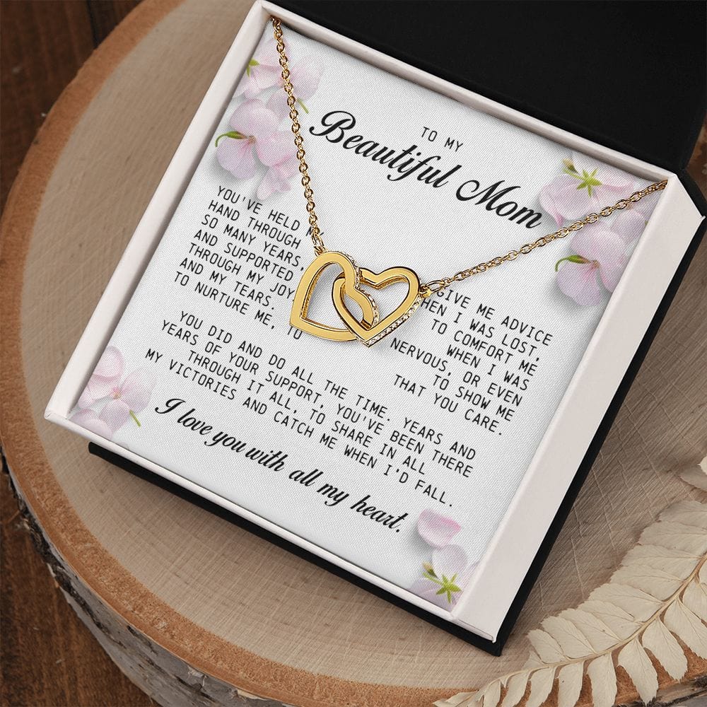 To My Beautiful Mom, Interlocking Hearts Necklace