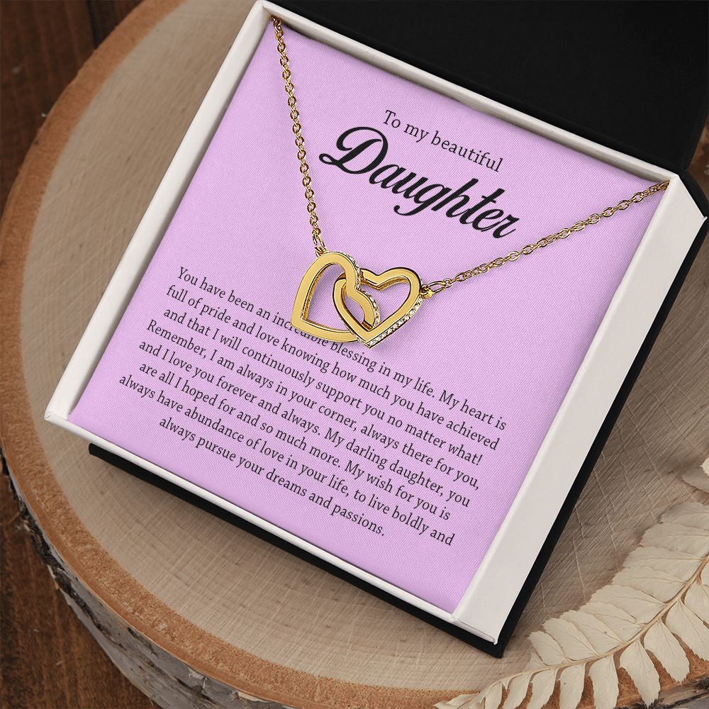 To My Beautiful Daughter, Interlocking Hearts Necklace