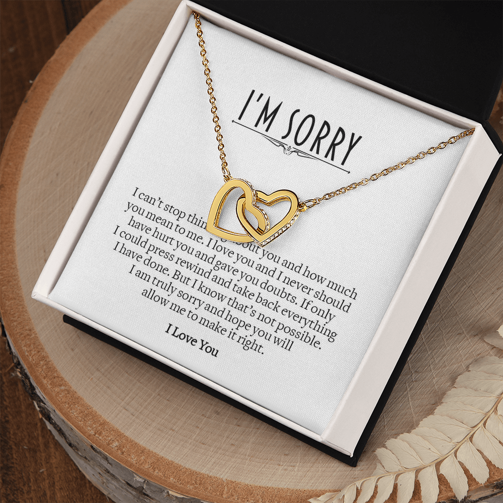 Apology Gift for Her, Interlocking Hearts Necklace