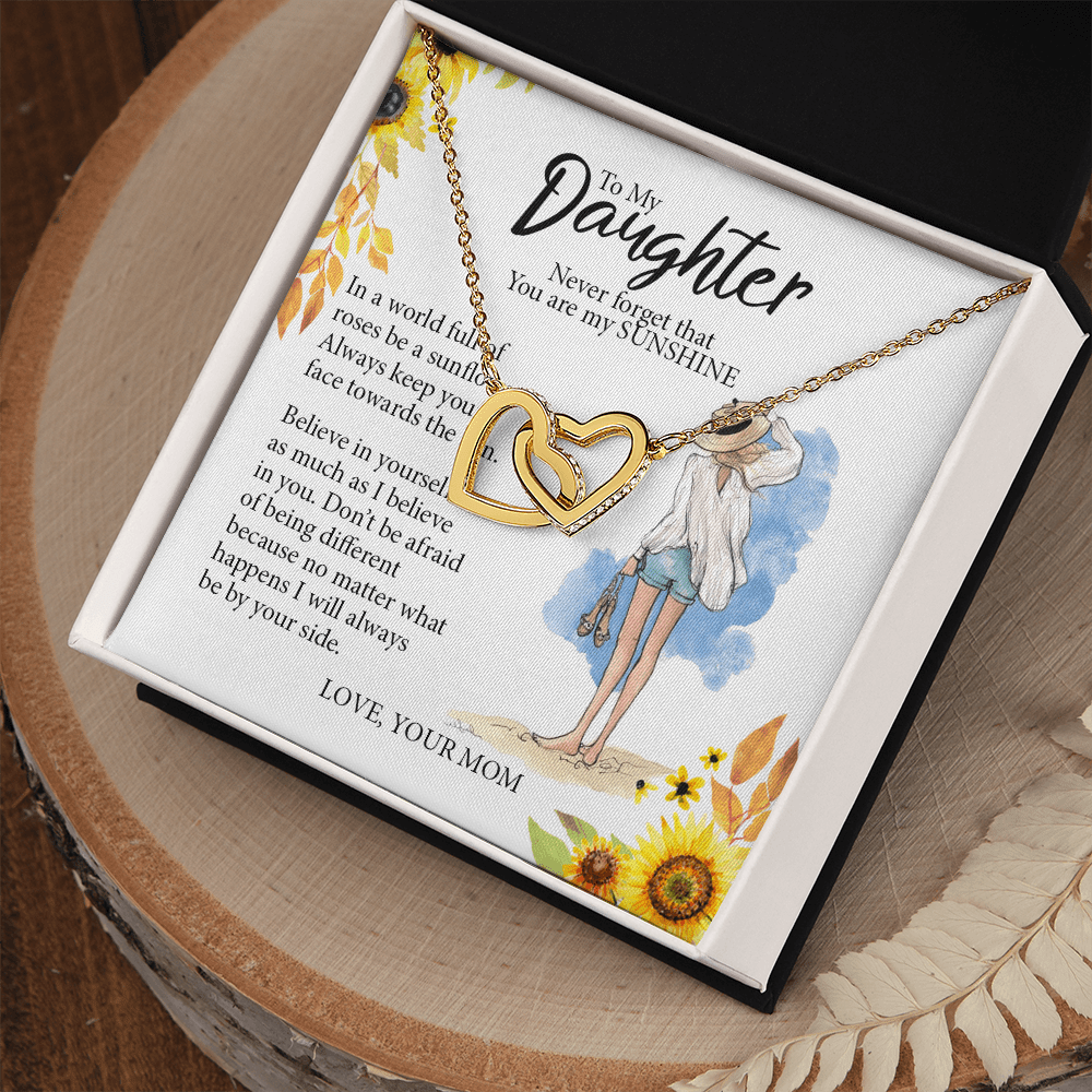 To My Daughter, Interlocking Hearts Necklace