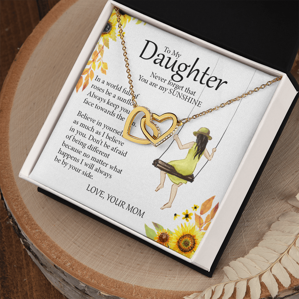 To My Daughter, Interlocking Hearts Necklace