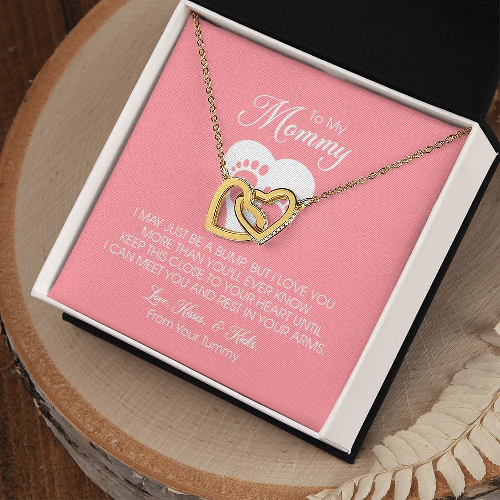 To my Mommy, Mother's Day Gift, Pregnancy Gift for Soon to Be Mom, Baby Shower Gift,  Interlocking Hearts Necklace