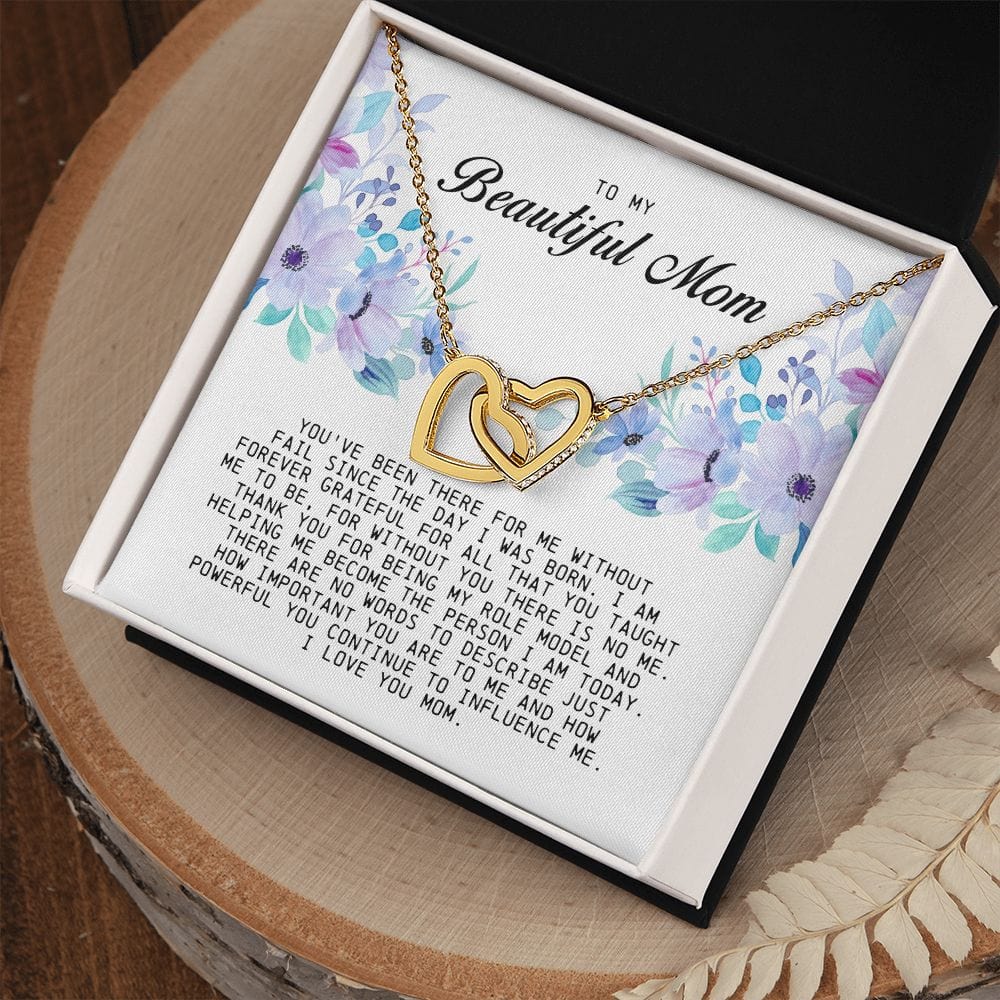 To my Beautiful Mom, Interlocking Hearts Necklace