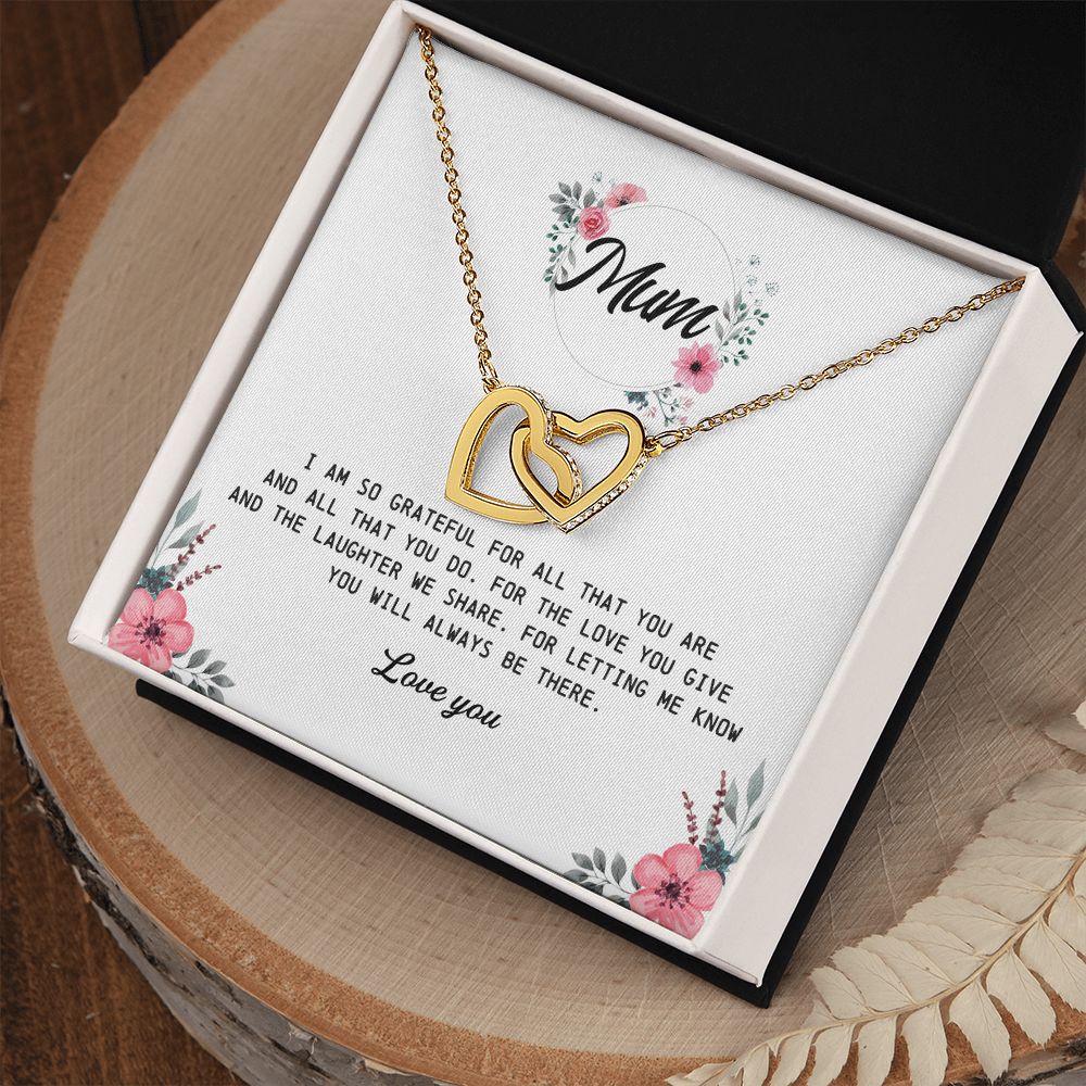 Interlocking Hearts Necklace, Mum Gift