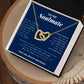 Interlocking Hearts Necklace, To My Soulmate 18K Yellow Gold Finish