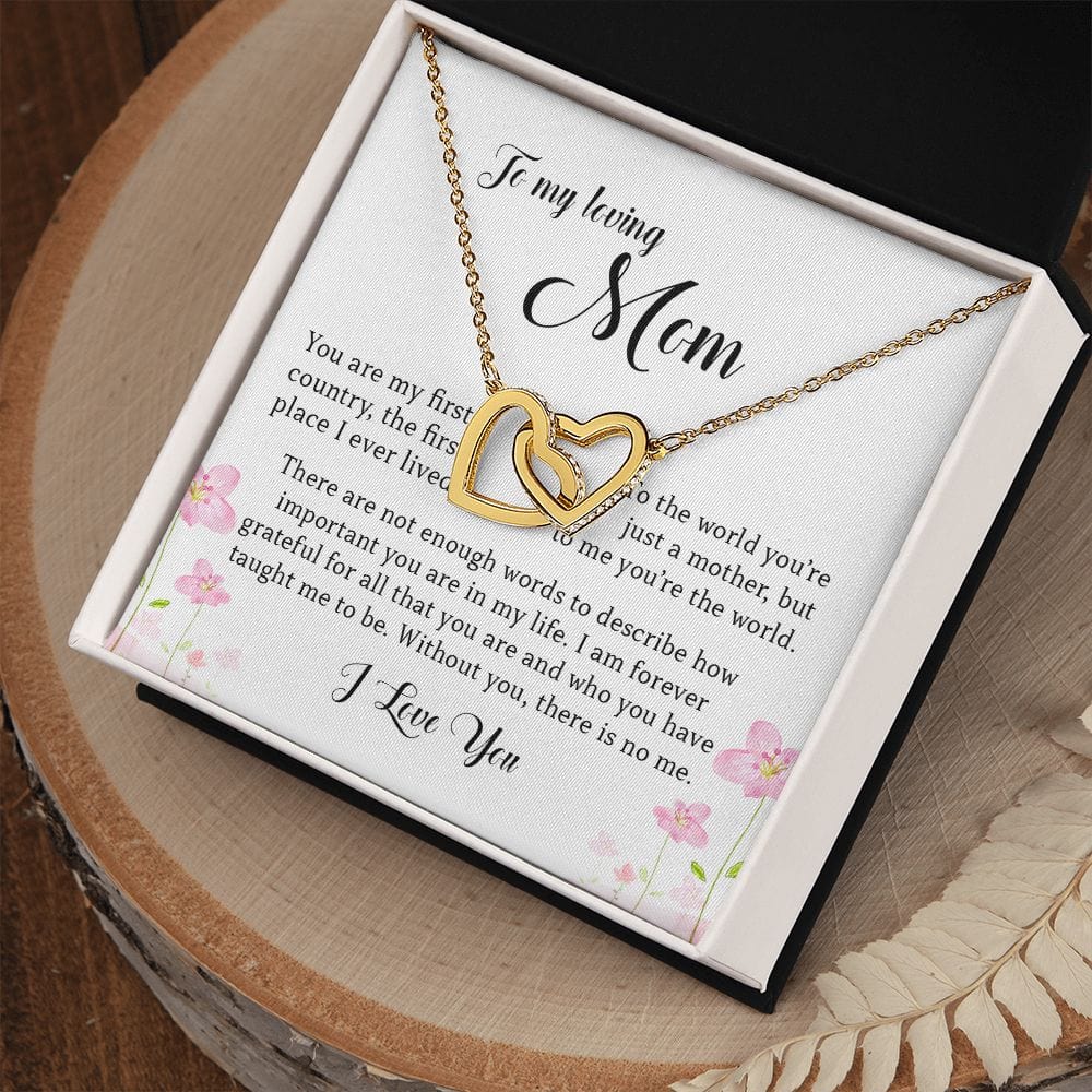 To My Loving Mom, Interlocking Hearts Necklace