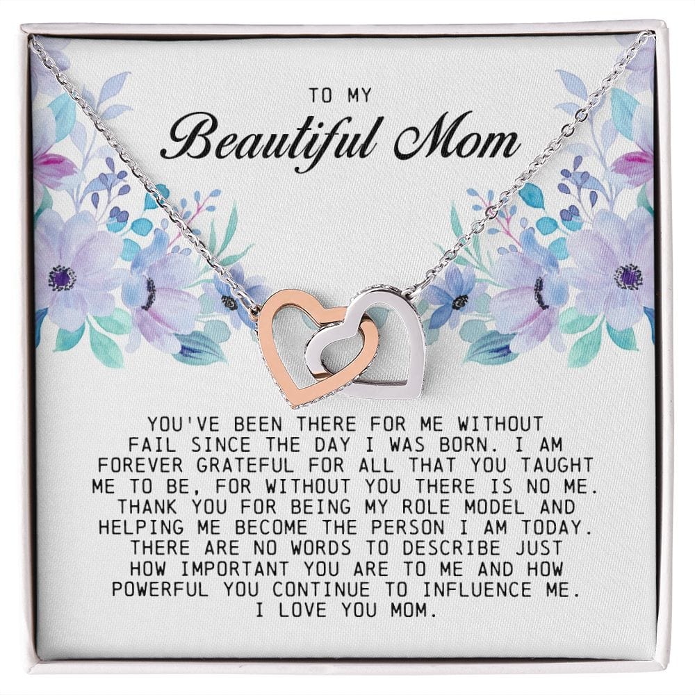 To my Beautiful Mom, Interlocking Hearts Necklace