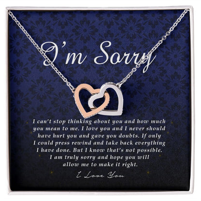 Interlocking Heart Necklace, I'm Sorry Card, Apology Gift For Her, Forgiveness Gift, I'm Sorry Gift For Wife / Girlfriend, Gift To Say Sorry