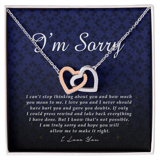 Interlocking Heart Necklace, I'm Sorry Card, Apology Gift For Her, Forgiveness Gift, I'm Sorry Gift For Wife / Girlfriend, Gift To Say Sorry