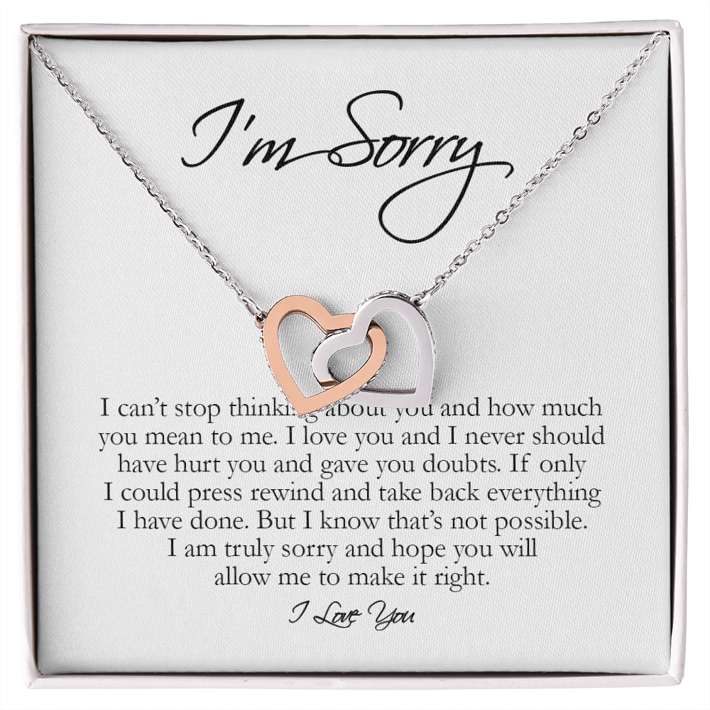I'm Sorry Card, Interlocking Hearts Necklace