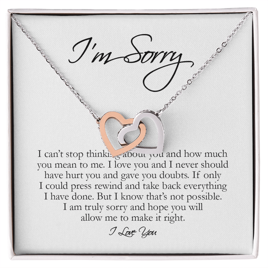 I'm Sorry Card, Interlocking Hearts Necklace
