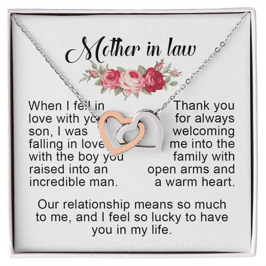 Mother in Law Gift, Interlocking Hearts Necklace