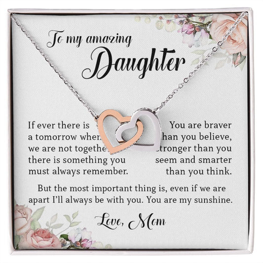 To My Amazing Daughter, Interlocking Hearts Necklace