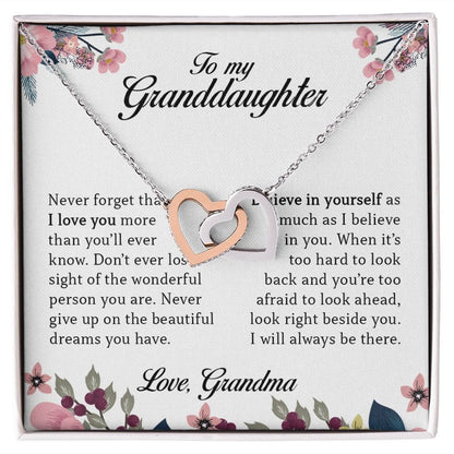 To My Granddaughter "Never Forget That I Love You" Interlocking Hearts Necklace