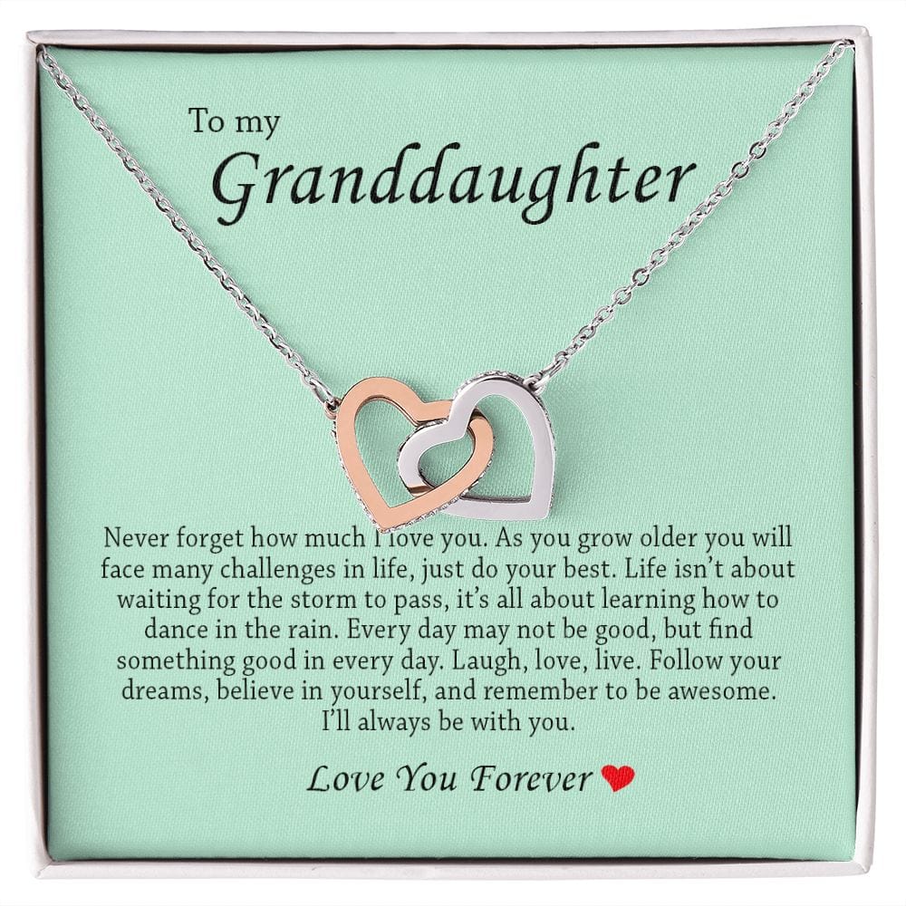 To My Granddaughter, Interlocking Hearts Necklace