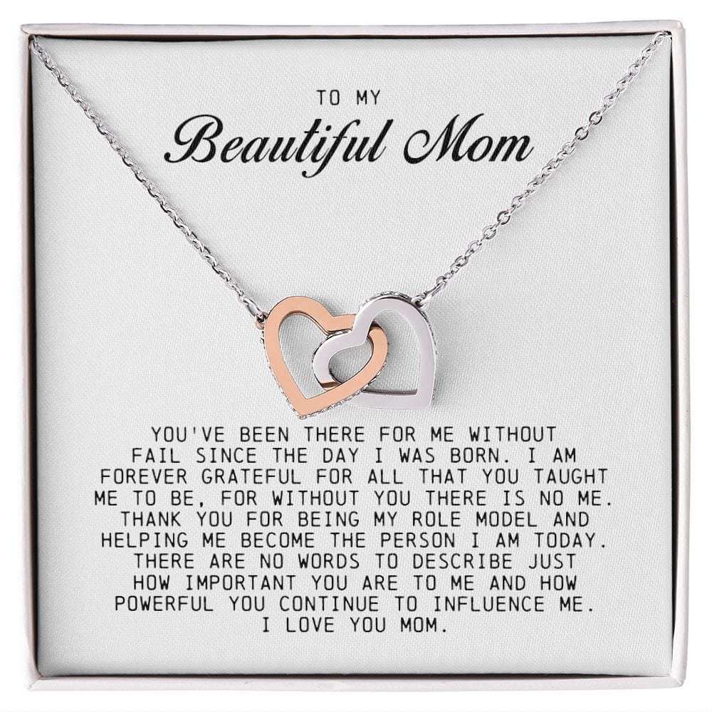 To my Beautiful Mom, Interlocking Hearts Necklace