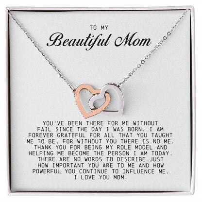 To my Beautiful Mom, Interlocking Hearts Necklace