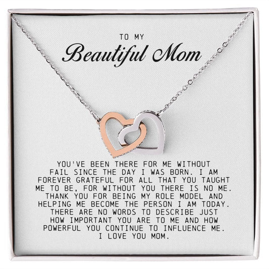 To my Beautiful Mom, Interlocking Hearts Necklace