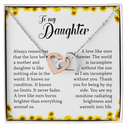 To My Daughter, Interlocking Heart Necklace