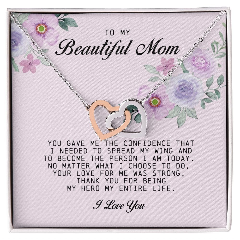 To my Beautiful Mom, Interlocking Hearts Necklace