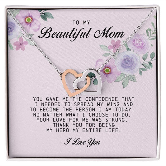 To my Beautiful Mom, Interlocking Hearts Necklace