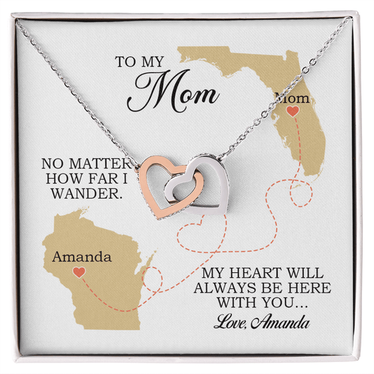 To My Mom Gift, Interlocking Hearts Necklace