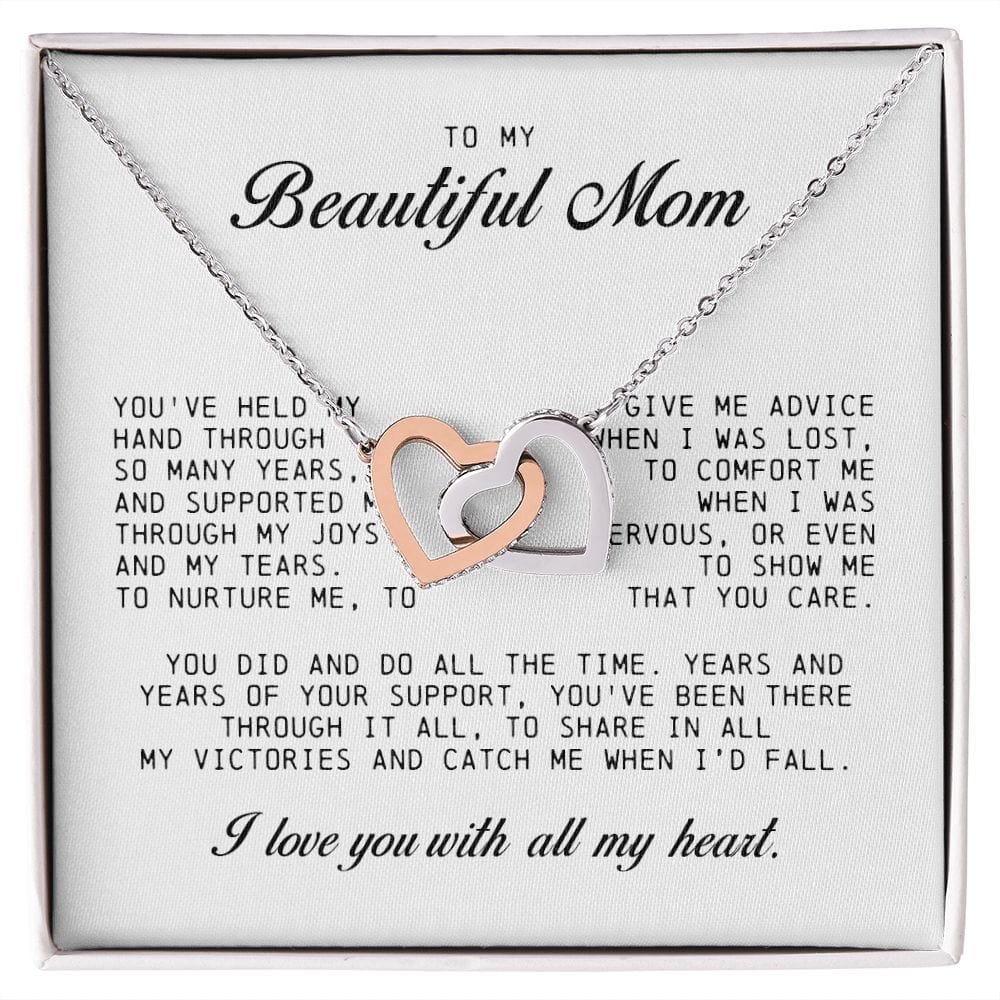 To my Beautiful Mom, Interlocking Hearts Necklace