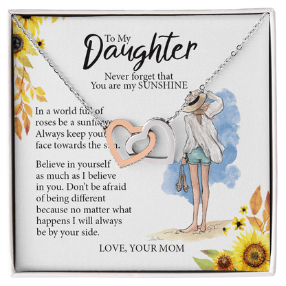 To My Daughter, Interlocking Hearts Necklace