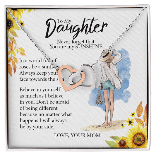 To My Daughter, Interlocking Hearts Necklace