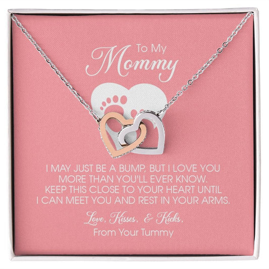 To my Mommy, Mother's Day Gift, Pregnancy Gift for Soon to Be Mom, Baby Shower Gift,  Interlocking Hearts Necklace