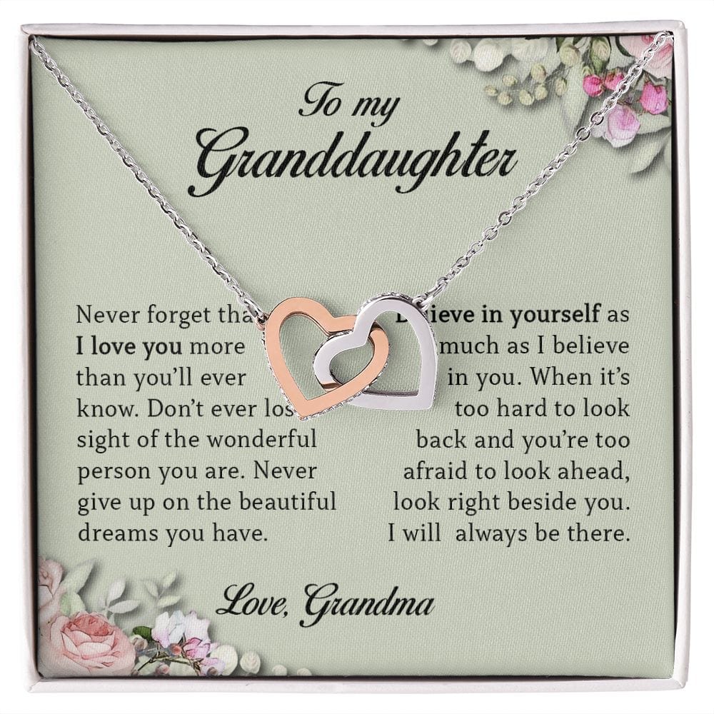 To My Granddaughter, Interlocking Hearts Necklace