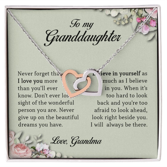 To My Granddaughter, Interlocking Hearts Necklace