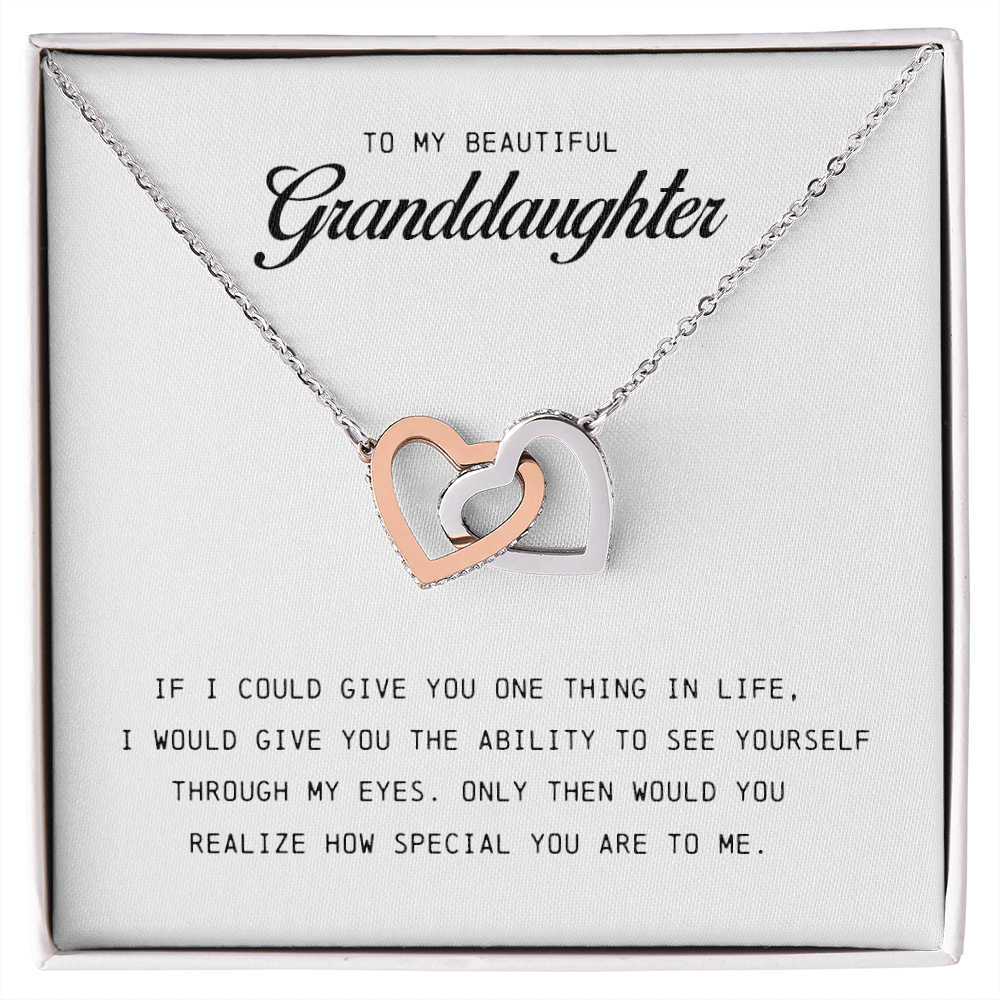 To My Beautiful Granddaughter, Interlocking Hearts Necklace