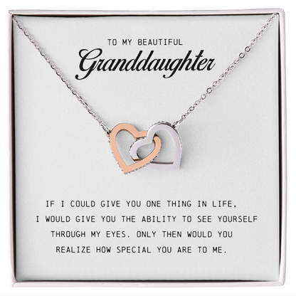 To My Beautiful Granddaughter, Interlocking Hearts Necklace