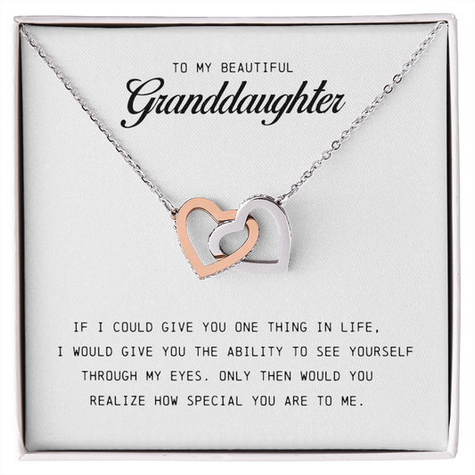 To My Beautiful Granddaughter, Interlocking Hearts Necklace
