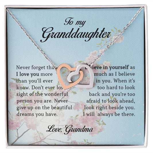 To My Granddaughter, Interlocking Hearts Necklace