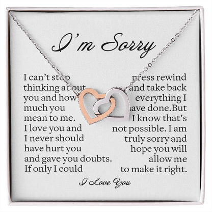 I'm Sorry Gift, Interlocking Hearts Necklace