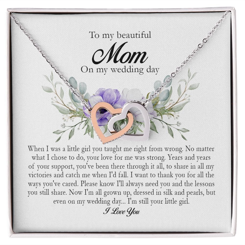 To My Beautiful Mom on My Wedding Day, Interlocking Heart Necklace
