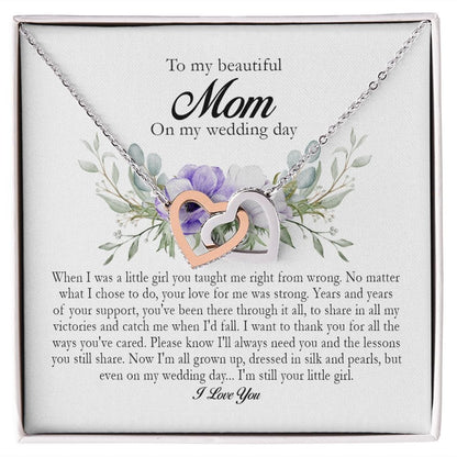 To My Beautiful Mom on My Wedding Day, Interlocking Heart Necklace