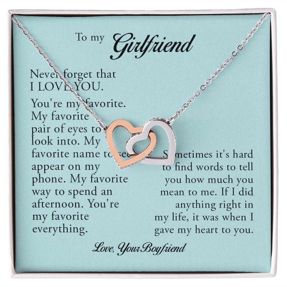 To My Girlfriend, Interlocking Heart Necklace