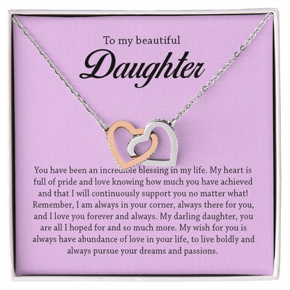 To My Beautiful Daughter, Interlocking Hearts Necklace