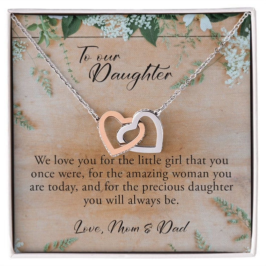 To Our Daughter, Interlocking Hearts Necklace
